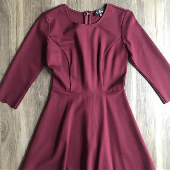 BOGO Beautiful Lulus Burgundy Scallop Skater Dress - Picture 5 of 5